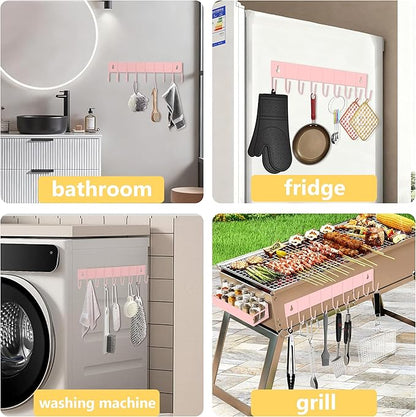 SMRCAD Magnetic Spice Rack Organizer for Fridge Seasoning Organizer for Kitchen storage with Screw Magnetic Shelf with Hook for Refrigerator and Oven (4pack1hook-Pink) - Image 5