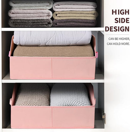 Homsorout Closet Baskets for Shelves Trapezoid - Decorative Storage Baskets with Handle, Closet Bins for Organization, Shelf Storage Bins for Clothes, Books, Home, Office, 6 Pack, Pink - Image 4