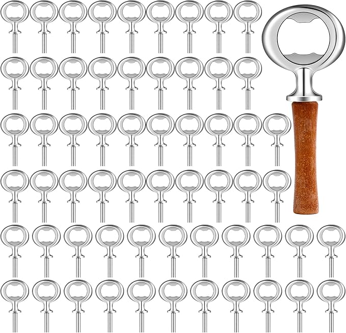 Cunhill 60 Pcs Metal Bottle Opener Blank Bulk Bottle Opener Inserts Parts Pieces Kit for Wood Craft DIY Project Turning Threaded Beer Hardware Turning Wedding Wine Party Ot Month (Silver) by Cunhill