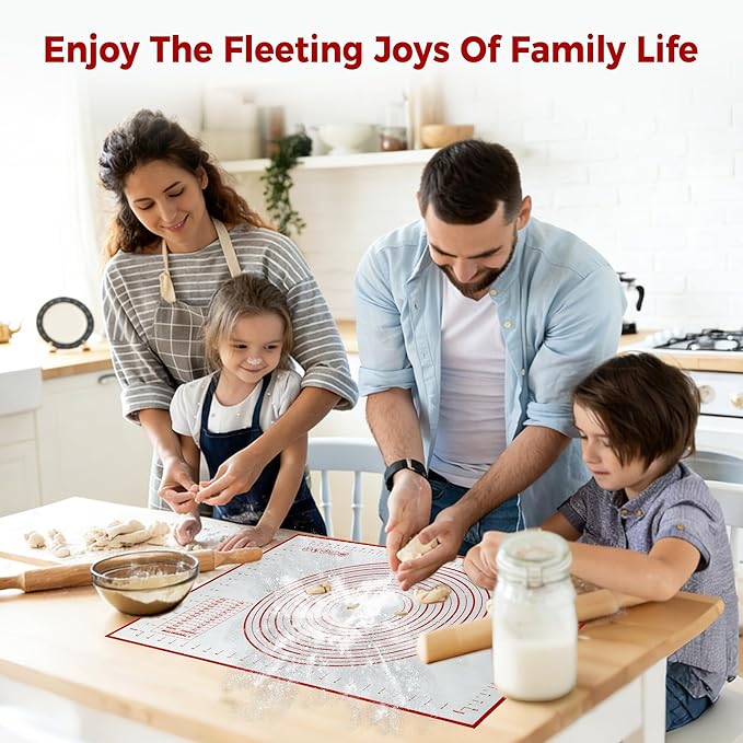 Extra Large Nonstick Silicone Pastry Mat 28x20Inch with Measurements, Food Grade Silicone Baking Mat, Non-Slip Dough Rolling Mat for Counter, Oven Liner, Fondant/Pie Crust/Sourdough Bread Baking