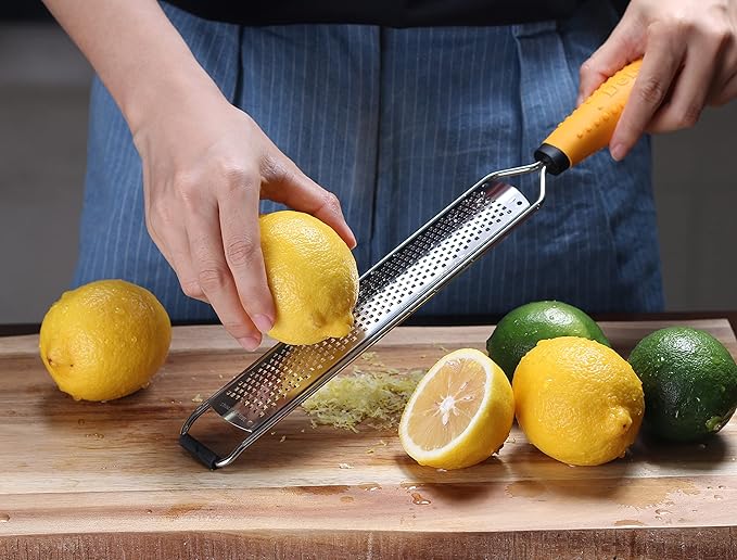 Deiss PRO Lemon Zester & Heavy Duty Cheese Grater & Vegetable Grater - Parmesan Cheese Lemon, Garlic, Nutmeg, Chocolate, Fruits, Vegetables, Ginger Grater - Cheese Shredder & Stainless Steel Grater - Image 4