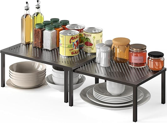 Simple Houseware Expandable Stackable Cabinet and Counter Shelf Organizer with Steel Surface, 9" D x 12.75" W x 5.9" H, Bronze by SimpleHouseware