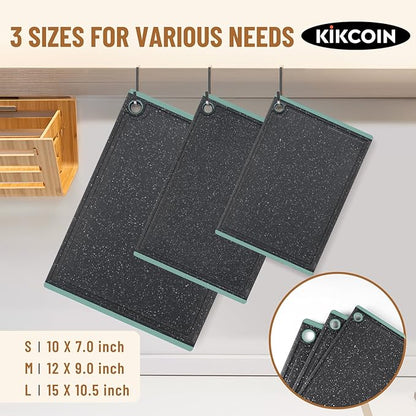 Plastic Cutting Boards for Kitchen, 3-Piece Large Cutting Board Set Dishwasher Safe Chopping Boards with Non-slip Feet and Juice Grooves, Turquoise, Kikcoin - Image 2