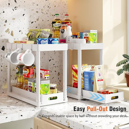 2 Pack Pull-Out Storage Organizers, Under Sink Organizer and Storage for Bathroom & Kitchen,Multi-Purpose Under Cabinet Organizers and storage Black - Image 4