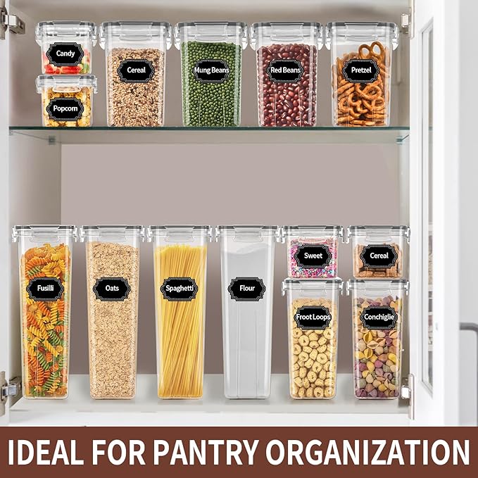 PRAKI Airtight Food Storage Containers Set with Lids - 24 PCS, BPA Free Kitchen and Pantry Organization, Plastic Leak-proof Canisters for Cereal Flour & Sugar - Labels & Marker(Grey) - Image 5