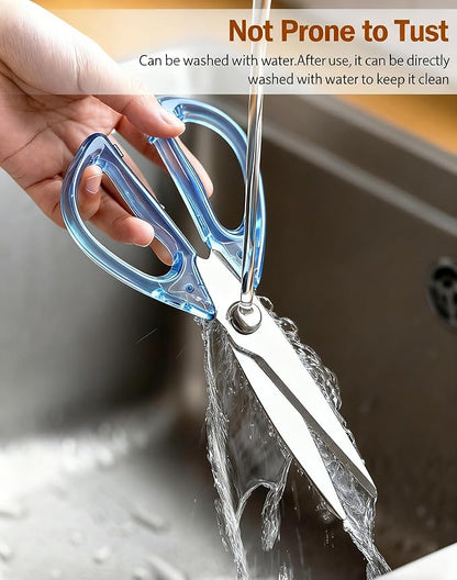 8.0inch Kitchen Shears, Sharp Stainless Steel Meat & Poultry Scissors, Transparent Blue Acrylic Handle, All Purpose Utility Cooking Scissors for Kitchen/BBQ/Home/Office - Image 7