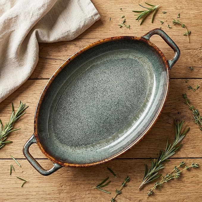 9" x 6" Porcelain Oval Casserole Dishes, 2 pieces Baking Dish for Oven, 27 OZ Ceramic Lasagna Pans, Oven Safe Bakeware for Kitchen Cooking, Cake, Banquet and Dinner