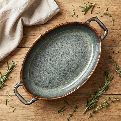 9" x 6" Porcelain Oval Casserole Dishes, 2 pieces Baking Dish for Oven, 27 OZ Ceramic Lasagna Pans, Oven Safe Bakeware for Kitchen Cooking, Cake, Banquet and Dinner