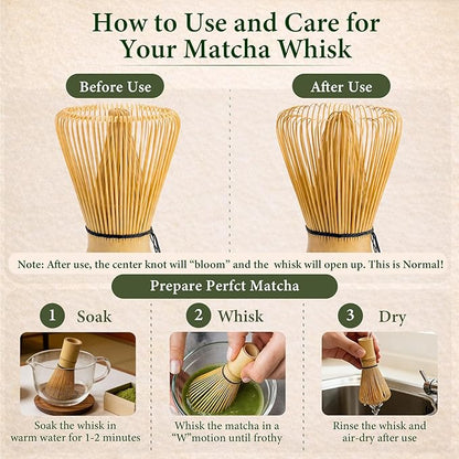 Matcha Whisk - Bamboo 100 Prong Handcrafted Natural Whisk for Matcha Powder, Traditional Japanese Chasen for Authentic Matcha Tea Preparation & Lattes - Image 4