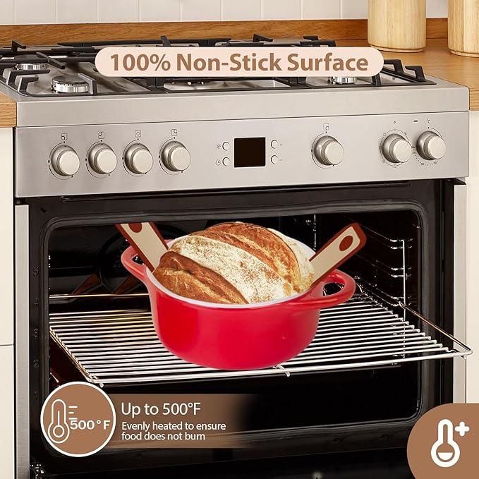 Silicone Bread Sling for Dutch Oven, 2 PCS Red Non-Stick & Reusable Bread Baking Supplies with Extra Long Handles, Easily Transfer Sourdough, Dishwasher Safe, Round - Image 5