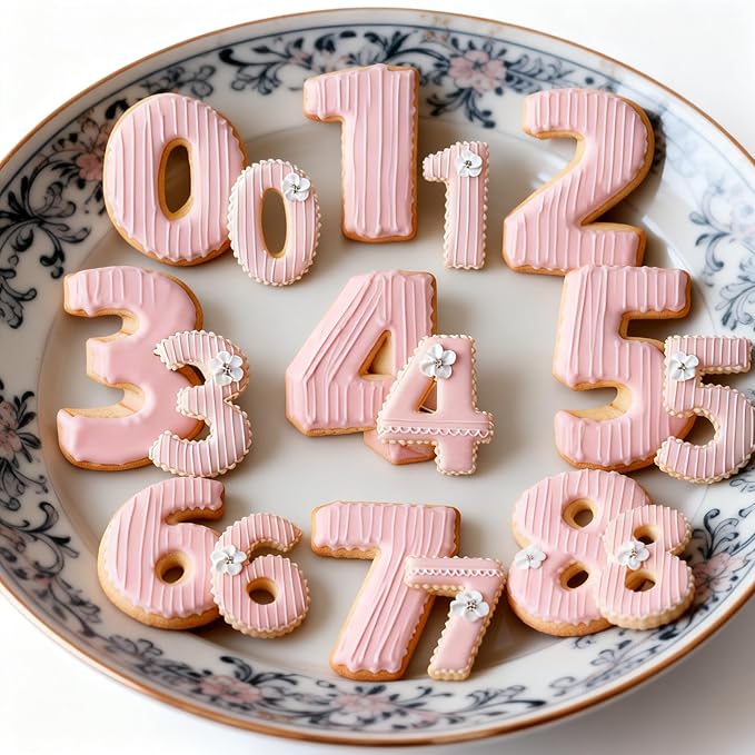 Numbers Cookie Cutters Set, 9 piece Stainless Steel Numbers Fondant Cutters Set for Cake Fruit Vegetable Clay Mousse
