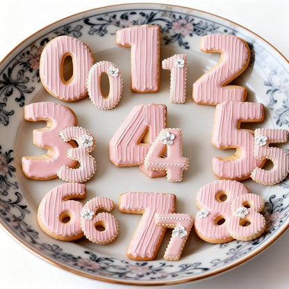 Numbers Cookie Cutters Set, 9 piece Stainless Steel Numbers Fondant Cutters Set for Cake Fruit Vegetable Clay Mousse