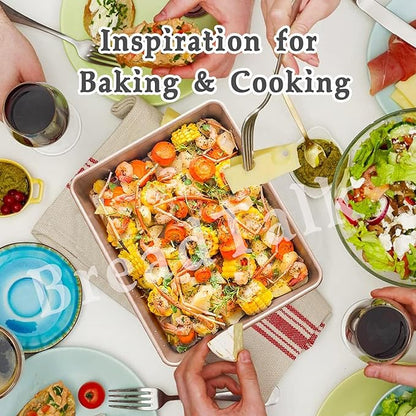 12" x 10" Cookie Sheet Pan Set, 2 Pack Nonstick Baking Sheets, Commercial Carbon Steel Jelly Roll Tray, 2.5" Deep Bakeware For Oven Bake, Anti-warping & Easy Clean