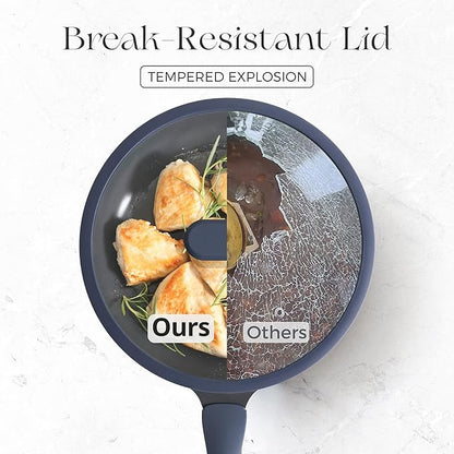 PRICUSIS Nonstick Ceramic Frying Pan with Lid, 8/10 Inch Skillet with Stay Cool Handle, Fully Coated, 100% Dishwasher Safe, PTFE PFAS & PFOA Free (10 Inch, Blueberry Mist - Image 4