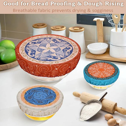 5-Size Reusable Beeswax Bowl Covers for Bread Proofing, Cotton Cloth Flexible Beeswax Wraps for Food Storage(Concentric Circle) - Image 4