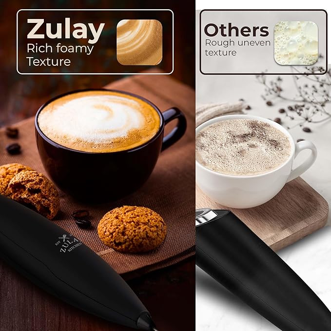 Zulay Kitchen Patented Tornado Triple Whisk Milk Frother with 4 Duracell Batteries – Handheld Foam Maker for Coffee, Lattes, Matcha & Hot Chocolate – Rich, Creamy Froth in Seconds - Executive Black - Image 6