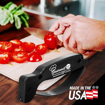 AccuSharp Gourmet Series, 15 Degree Knife Sharpener for Gourmet Knives, Diamond-Honed Tungsten Carbide Reversible Blades, Hones & Refines Straight-Edge or Serrated Gourmet Knives, Hand-Held, Black - Image 6