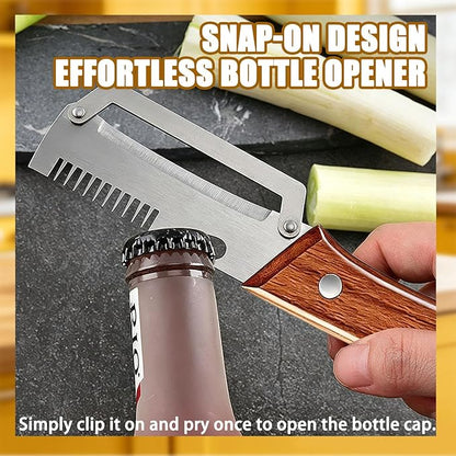 2Pcs Multi Functional Vegetable Peeler for Kitchen, with Bottle Opener and Wooden Handle, 3-in-1 Stainless Steel Kitchen Tool for Fruit Potato Pumpkin(3 in 1) - Image 3