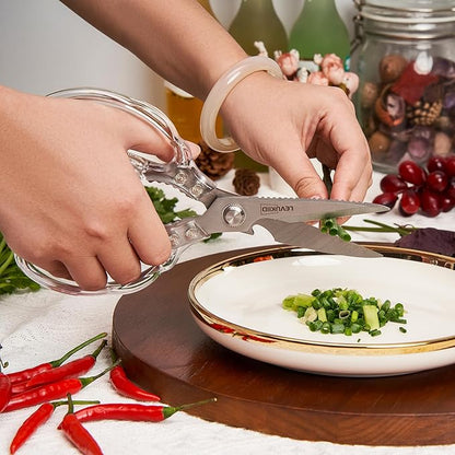 Kitchen Scissors, Transparent and Stylish Handle, Suitable For Cutting Various Foods and Their Packaging, Suitable For Large Hands