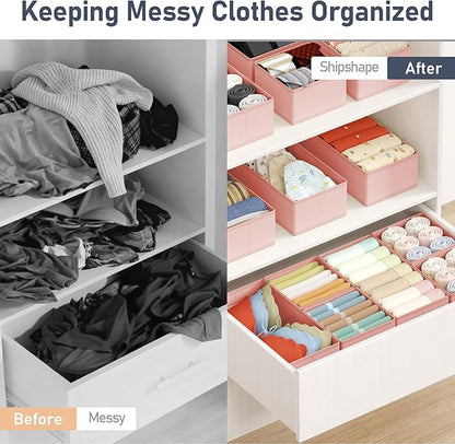DIMJ Drawer Organizer Clothes Storage - 18 Pack Baby Dresser Organizer for Nursery, Foldable Drawer Dividers for Bedroom Closet Organization, Fabric Storage Bins for Socks, Underwears, Bras - Image 5
