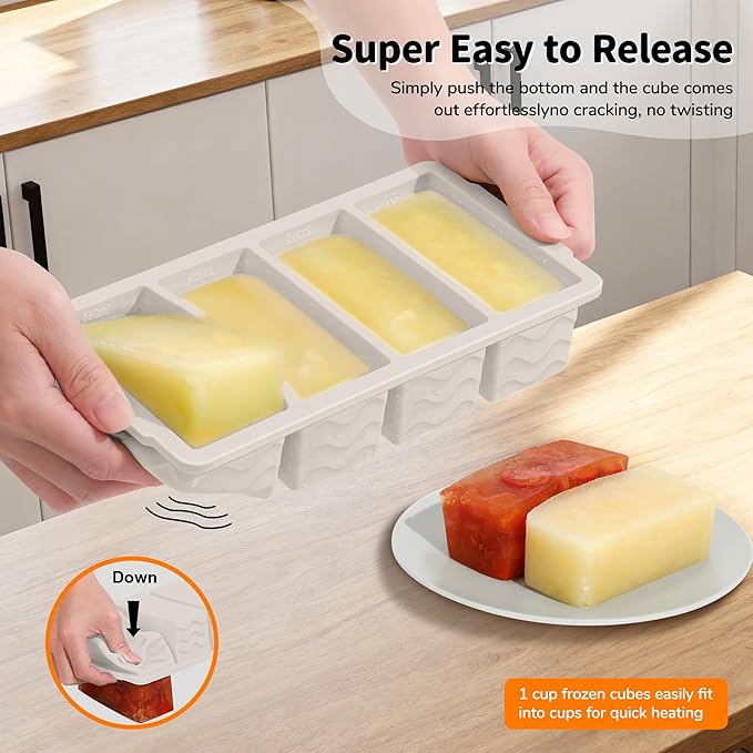 3-Pack Silicone Freezer Trays with Lid,2 Large 2-Cup(500ml)&4 Medium 1-Cup(250ml)&6 Small 1/2-Cup(125ml) Soup Freezer Container Molds,Ice Cube Tray For Meal Prep&Freezing Soup,Stews,Sauces