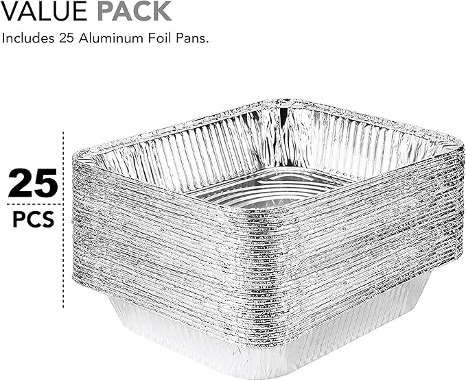 Stock Your Home Aluminum 9x13 Disposable Foil (25 Pack) – Half Size Deep Steam Table for Cooking, Heating, Storing, Prepping Food - Image 3