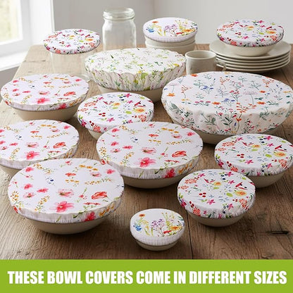 Patelai 10 Pcs Bowl Covers Reusable in 5 Size Stretch Cloth Fabric Elastic Food Storage Bowl Covers Bread Sourdough Lids for Proofing Food Fruits Leftover(Colorful,Spring Style) - Image 4