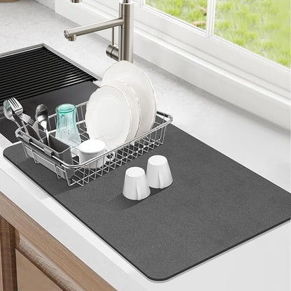 Findosom Dish Drying Mat, 12"x 20" Super Absorbent & Hide Stain Coffee Mat, Cuttable Drying Mat for Kitchen Counter, Coffee Bar Accessories, Under Dish Rack, Coffee Maker, Espresso Machine, DarkGrey-2 - Image 8