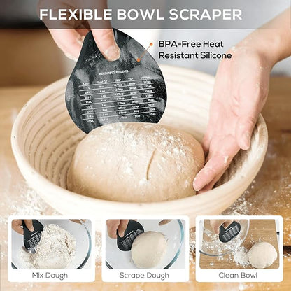Bench Scraper & Chopper - Multifunctional Dough Scraper with Silicone Bowl Scraper, Sturdy Stainless Steel Dough Cutter for Baking, Pastry Cutter for Bread Pizza Cake with Measuring Scale - Image 3