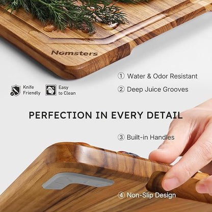 Teak Wood Cutting Board 17inch Wooden Chopping Board with Grip Handles Bamboo High-end Mother Gifts Best Mama Mommy Christmas Xmas Birthday Law Step Stepmom Have Everything Good Unique Present XL - Image 6