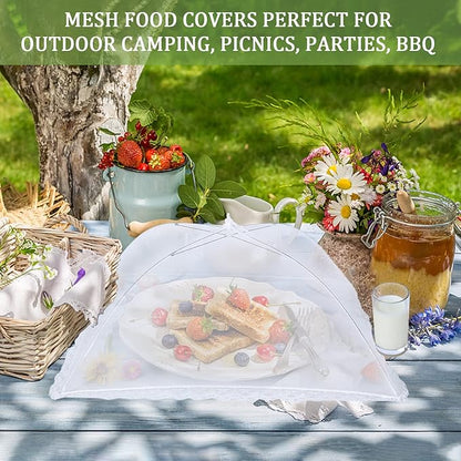 ZMCINER 7 Pack Food Covers for Outdoors Mesh Screen Include Food Tents 1 Extra Large (40"X 24") & 6 Standard (17"X 17") Collapsible and Reusable Mesh Covers for Outside, BBQ Party Supplies, Fruit - Image 3