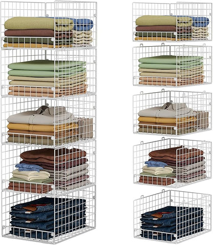 5-Tier Stackable Closet Storage Shelves, Closet Organizers and Storage Basket, Foldable & Stackable Closet Organizers for Closet System, Space-Saving Closet Shelf for Home ,White(Patent No. 30022416) by FollowWithYociyogaTogether