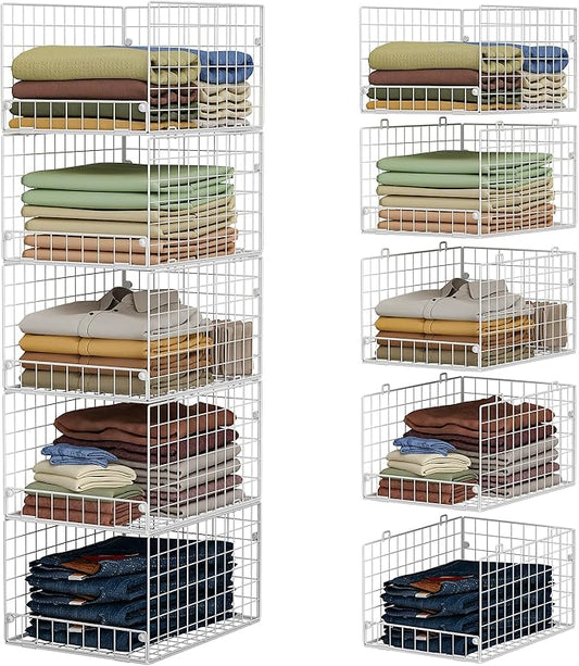 5-Tier Stackable Closet Storage Shelves, Closet Organizers and Storage Basket, Foldable & Stackable Closet Organizers for Closet System, Space-Saving Closet Shelf for Home ,White(Patent No. 30022416) by FollowWithYociyogaTogether