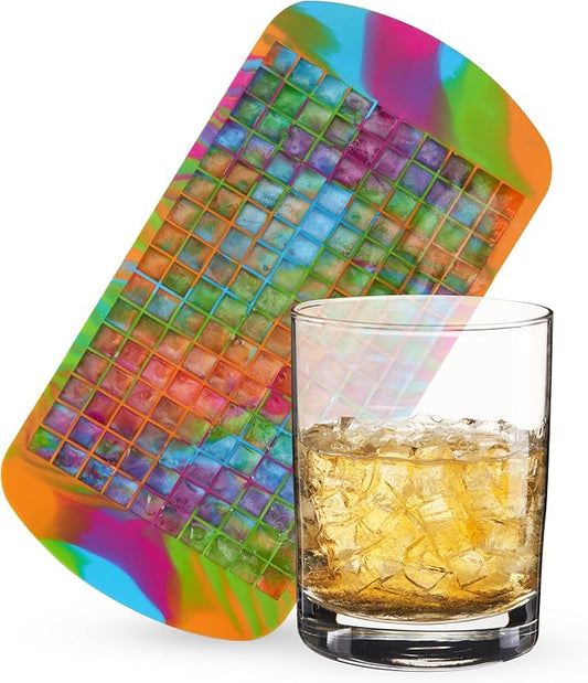 Host Mini Ice Cube Tray, Makes 160 Cubes, Durable Silicone Trays, Perfect for Cocktails, Whiskey, Bourbon, Margarita, Mojito, Iced Coffee, Home Kitchen Essentials, Set of 1, Colored Marble