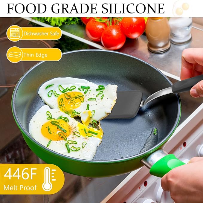 Silicone Cookie Spatula Turner 2 Pack Mini Brownie Spatula Flexible Kitchen Small Silicone Turner for Nonstick Cookware Heat Resistant No Scratch Flipper for Egg Pancake(Grey) - Image 3