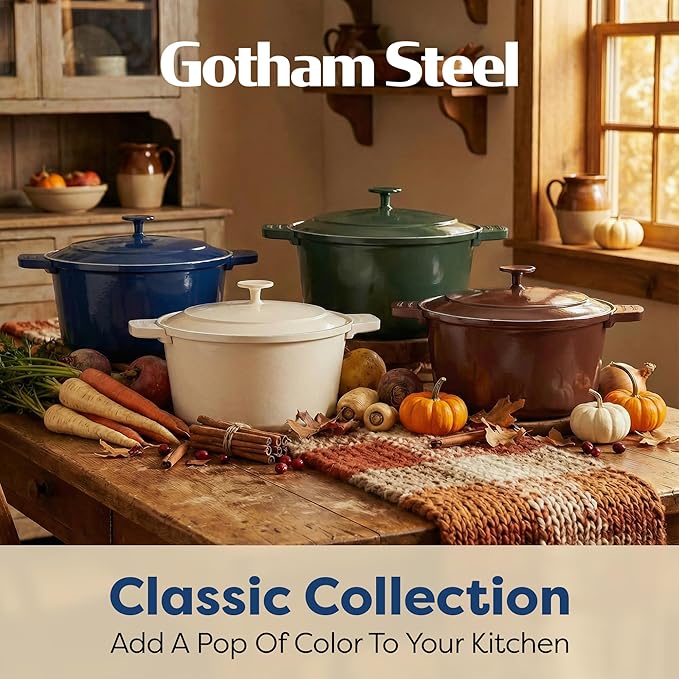 Gotham Steel 5 Qt Lightweight Dutch Oven Pot with Lid & Holders, Ceramic Non Toxic, Oven Safe & Even Heat Retaining Dutch Oven for Bread Baking Sourdough, Soup, Casserole, 70% Lighter than Cast Iron - Image 8