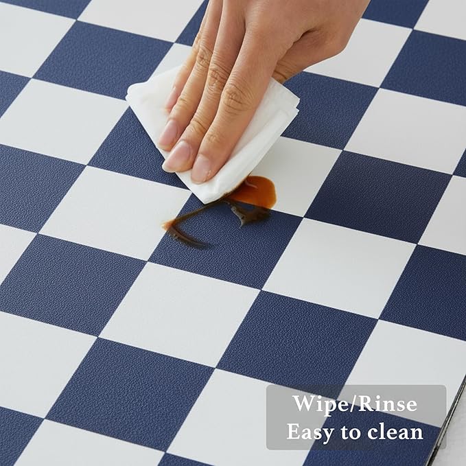 Ohocut Checkered Dish Drying Mat for Kitchen Counter, Coffee Bar Station Accessories, Retro Cute Aesthetic Modern Absorbent Drainer Mat Kitchen Drying Mat Easy Clean (Navy Blue, 19" x 12") - Image 5