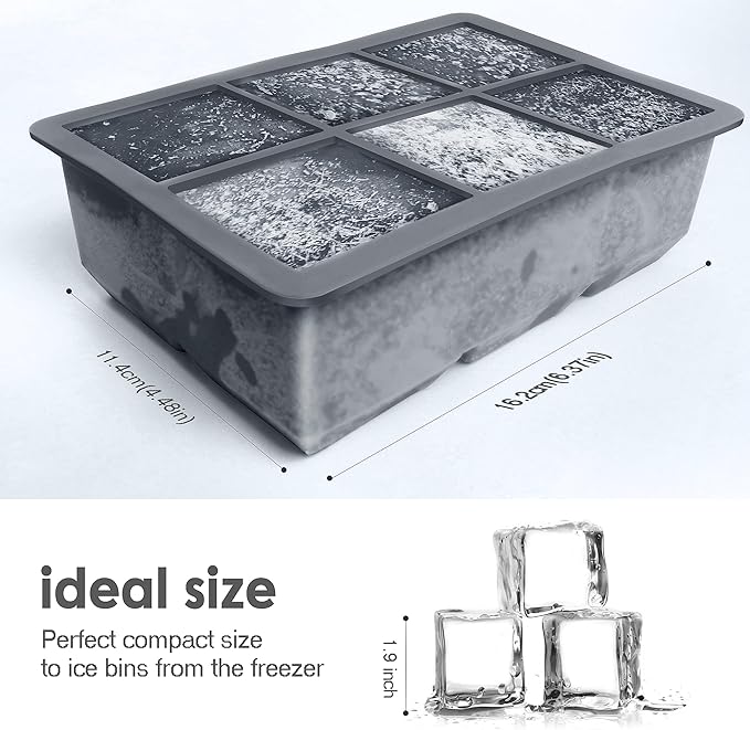 Excnorm Silicone Ice Cube Trays 3 Pack - Large Size Silicone Ice Cube Molds with Leak Proof Removable Lid Square Ice Cube Tray And BPA Free for Cocktail,Whiskey, Stackable Flexible Ice - Image 3