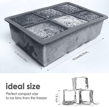 Excnorm Silicone Ice Cube Trays 3 Pack - Large Size Silicone Ice Cube Molds with Leak Proof Removable Lid Square Ice Cube Tray And BPA Free for Cocktail,Whiskey, Stackable Flexible Ice - Image 3
