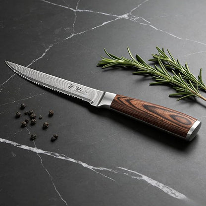 Wakoli EDIB 4-Piece Damascus Steak Knife Set – Professional Dining Kitchen Knives with VG10 Core Blades, 67-Layer Damascus Steel & Ergonomic Pakkawood Handles – Premium Steak Cutlery in Gift Box
