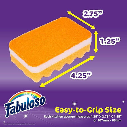 Fabuloso Scratch-Free Kitchen Dish Sponges, Rainbow Cellulose Scrubber Sponge with Scouring Pad for Dishes, Pots, Pans, Counters and Sinks, Tough on Messes, 4.25 x 2.75 x 1.25 in, 12 Count - Image 5