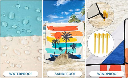 WIWIGO Beach Blanket Waterproof Sandproof Beach Mat 79" X 83"/10'x9'for 2-8 Adults Quick Drying Outdoor Picnic Mat Beach Accessories for Travel, Camping, Hiking - Image 3
