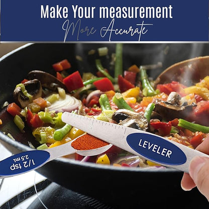 Magnetic Measuring Spoons Set of 9 Stainless Steel Dual-Sided Stackable Measuring Spoon Nesting Teaspoons Measuring Dry and Liquid Ingredients, Fits in Spice Jars Set of 9 (Sapphire) - Image 9