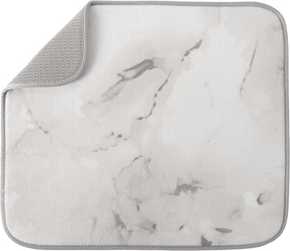 S&T INC. Dish Drying Mat, 16” x 18”, Absorbent Microfiber Kitchen Counter Mat, Dish Drying Pad for Dishes, Utensils, Pots and Pans, Large, Grey Stone by STINC