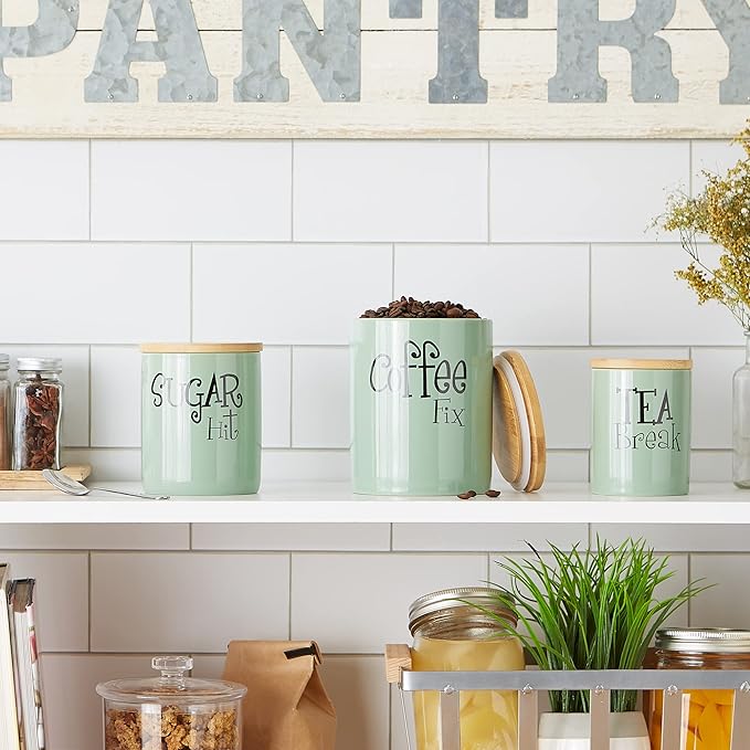 DII Kitchen Accessories Retro Collection Ceramics, Canister Set, Jadeite, 3 Piece - Image 5