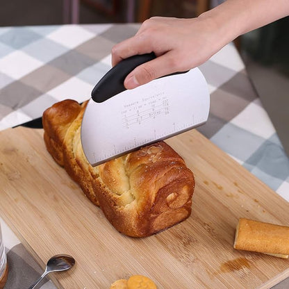 1 pcs Dough Pastry Scraper Chopper/Stainless Steel Dough Scraper Cutter with Ergonomic Rubber Non-Slip Grip/Dough Scraper Cutter/Pro Pastry Pizza Cutter Chopper (Black) - Image 2