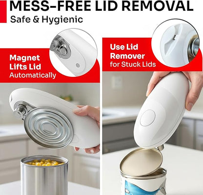MUELLER HOME SmoothEdge Auto Electric Can Opener – Battery‑Operated One‑Touch w Magnet Lid Lifter, Smooth‑Edge Cut Technology – Portable Hands‑Free Automatic Can Opener for Seniors & Arthritis, White - Image 5