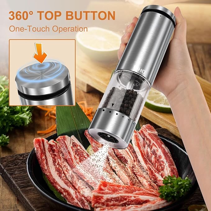 Electric Salt and Pepper Grinder Set Rechargeable, Automatic Salt and Pepper Shakers Mills External Adjustable Coarseness, Kitchen Gadgets, Stocking Stuffers Christmas Cooking Gifts for Men Women - Image 3