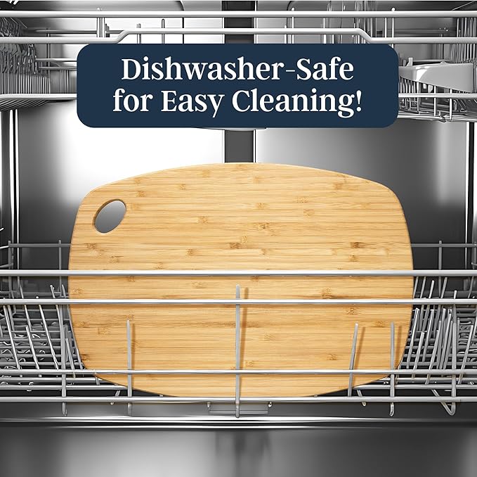 Totally Bamboo GreenLite Dishwasher Safe Cutting Board, 13.5" x 9" Reversible Bamboo Chopping Board | Lightweight Kitchen Prep Board for Vegetables, Meats, Cheese and More