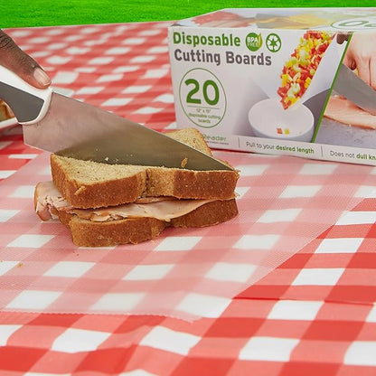 Mind Reader E-Z Board Disposable Plastic Cutting Board, Flexible, 20 sf, Camping, 13.78"L x 3.35"W x 3.74"H, 2 Pack, Clear - Image 4